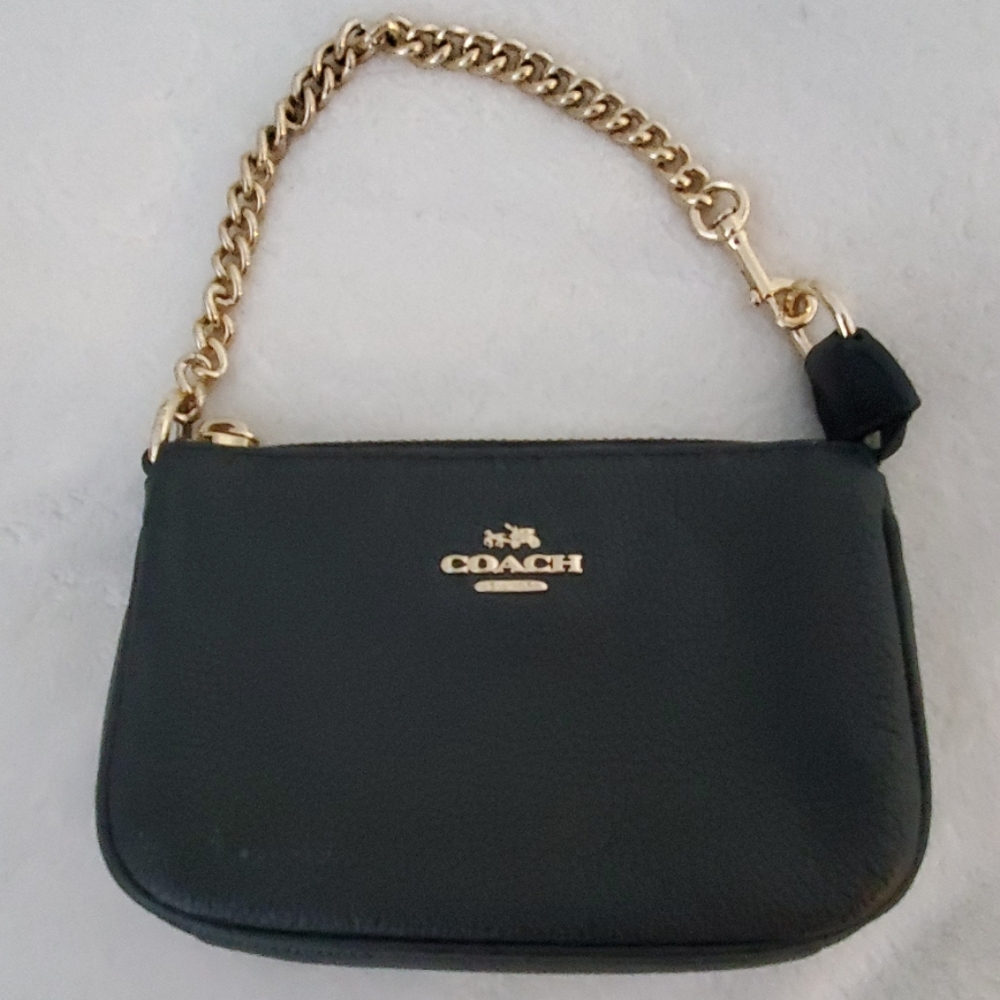 Coach black and gold wristlet